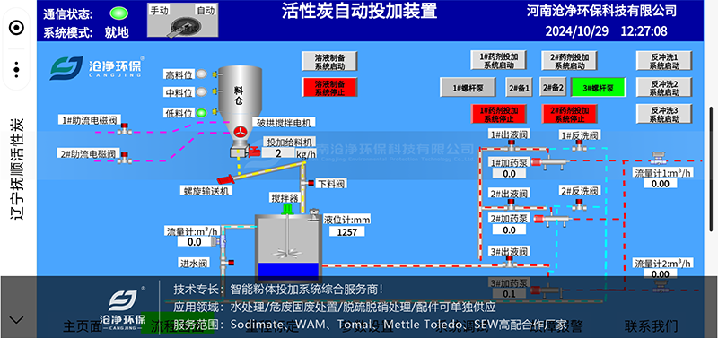 60m3 活性炭投加系統(tǒng)-PLC智能控制化畫面
